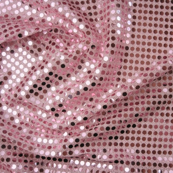 Paillettenstoff RUND 6 mm rosa-rosa 112/96