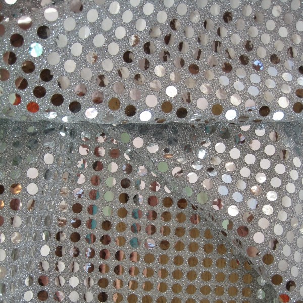 Paillettenstoff RUND 6 mm silber-silber 150/142