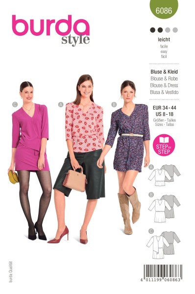 Burda Schnitt 6086 Bluse und Kleid