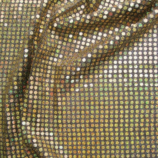 Paillettenstoff HOLO schwarz-gold 112/96