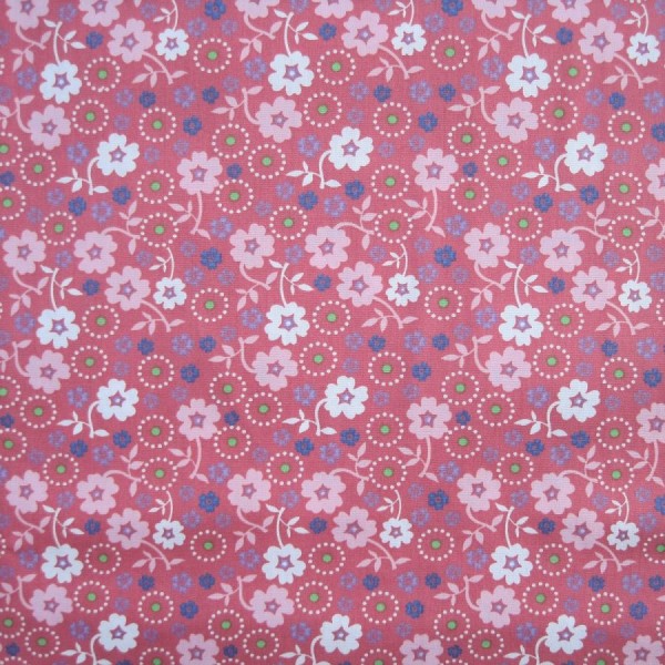 Baumwollstoff Popeline Druck Blumen dunkelaltrosa-multicolor