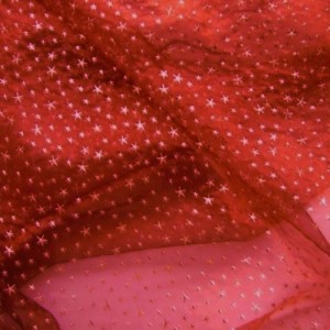 Organza STERNCHEN dunkelrot-gold Organza STERNCHEN dunkelrot-gold