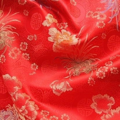 Jacquard-Satin Stoff rot-multicolor