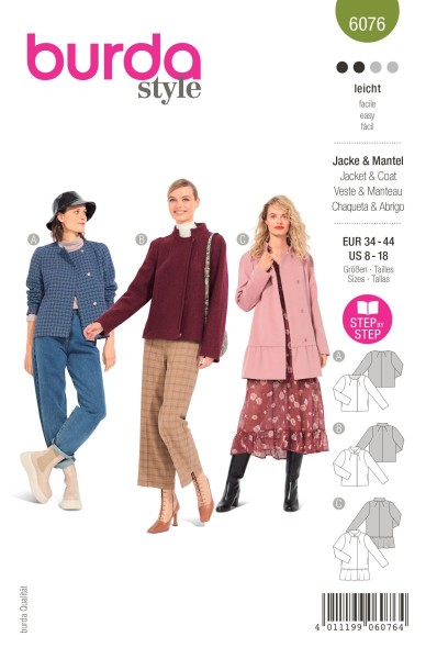 Burda Schnitt 6076 Jacke und Mantel