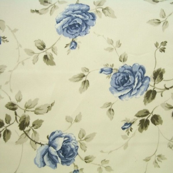 Dekostoff ROSEN natur-jeansblau