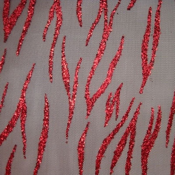 Feintüll METALLIC Streifen rot