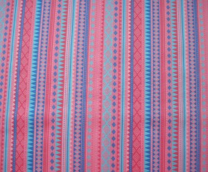 Baumwollstoff KIM Bordüren pink-türkis Baumwollstoff KIM Bordüren pink-türkis