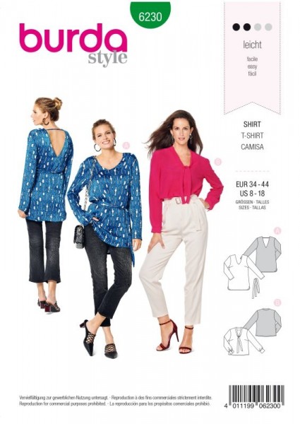 Burda Schnitt Blusenshirt – V-Ausschnitt 6230