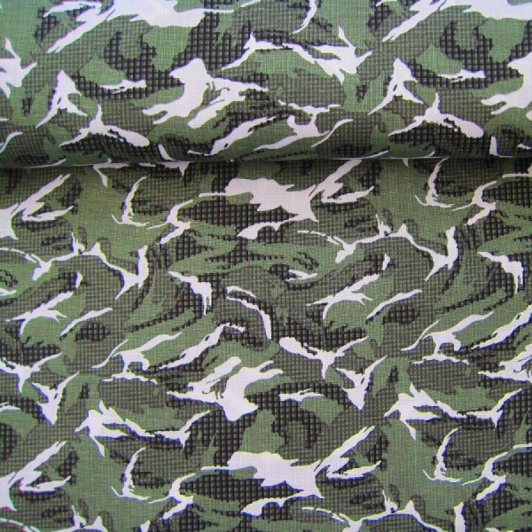 Baumwollstoff Tarnmuster Camouflage grün