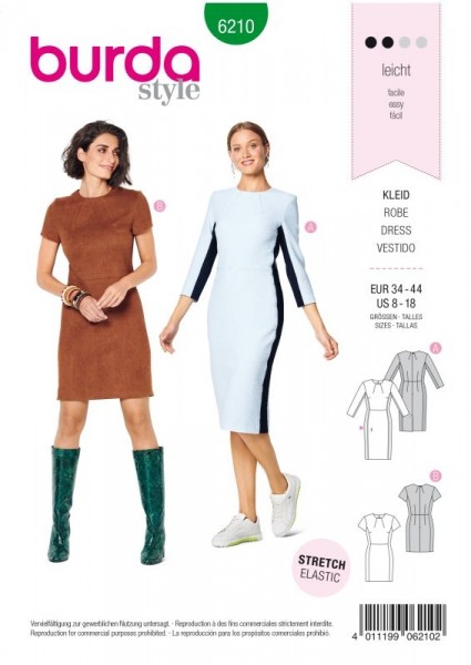 Burda Schnitt Shiftkleid mit rückw. Gehschlitz 6210