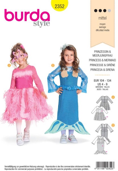 Burda Schnitt Kleid: Prinzessin - Meerjungfrau 2352
