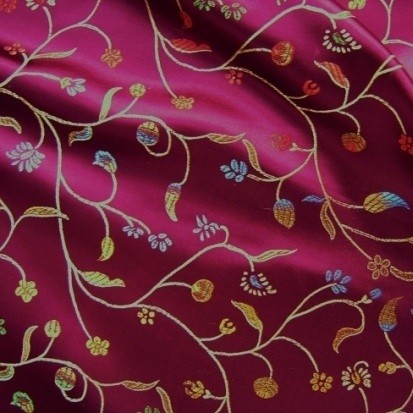 Jacquard-Satinstoff magenta-multicolor