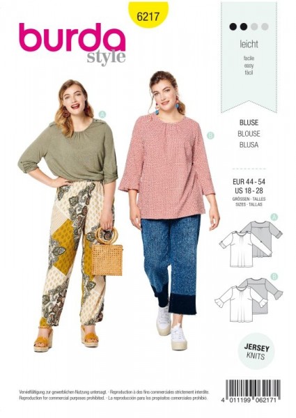 Burda Schnitt Shirt – Krempelärmel – Ärmel mit Volants 6217
