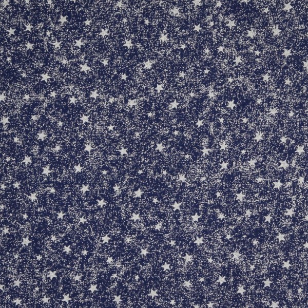 Baumwollstoff Sterne Silberstaub dunkelblau-silberfarbig