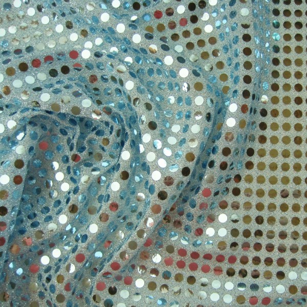 Paillettenstoff RUND 6 mm hellblau-hellblau