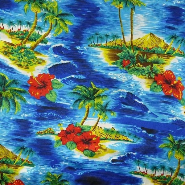 Satin SÜDSEE blau-multicolor