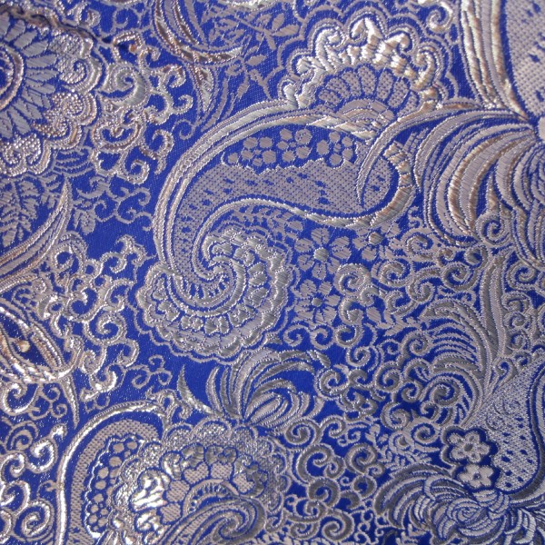 Brokat Paisley mit Blumen blau-silber