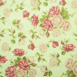 Baumwollstoff Popeline Rosentrauß rohweiß-rosa-pink-grün Baumwollstoff Popeline Rosentrauß rohweiß-rosa-pink-grün