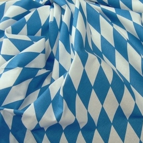 Baumwollstoff Bayernraute weiß-blau