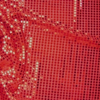 Rest Paillettenstoff RUND 6 mm rot-rot 1,0 Meter