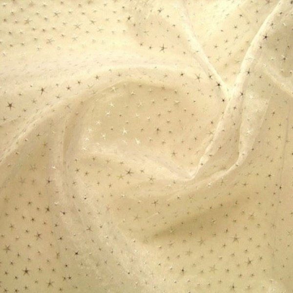 Organza STERNCHEN natur-gold